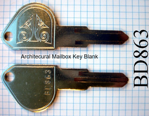 BD863 Mailbox Key Blank for Architectural Mailboxes